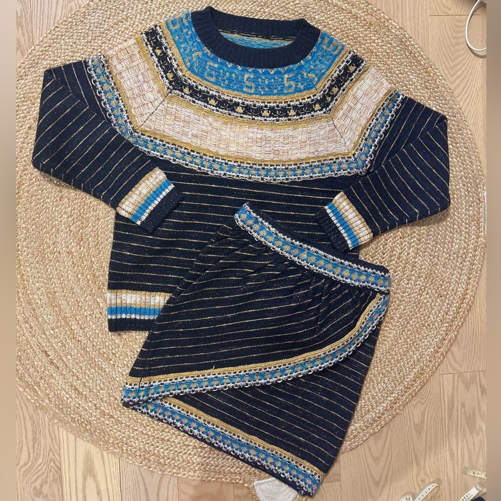 (NWOT)Striped Multicolor Sweater and Skirt Set